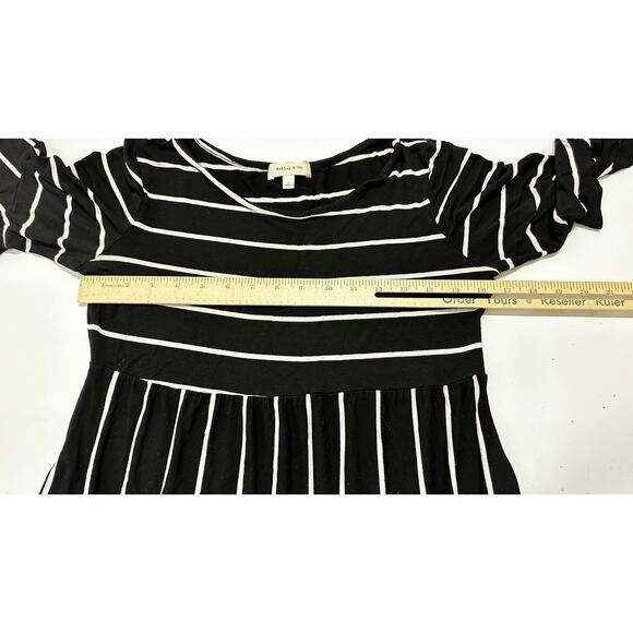 Hailey Co Midi Dress Women Size L Black White Striped Pockets  Minimalist - Picture 8 of 9